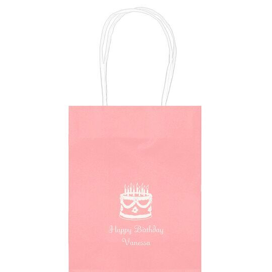 Sweet Floral Birthday Cake Mini Twisted Handled Bags